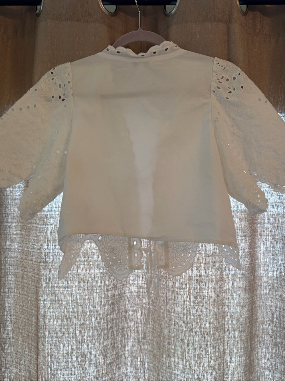 Moon River Puff Sleeve
Eyelet Top With Front Ties size S - Picture 11 of 14